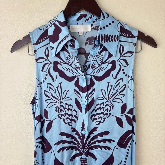 Corey Lynn Calter Tropical Sleeveless Shirt Dress Maxi Anthropologie Size XXS - Picture 5 of 8